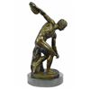 Image 10 : Bronze Sculpture Of Discus Thrower Discobolos Myron Figurine on marble base