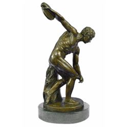 Bronze Sculpture Of Discus Thrower Discobolos Myron Figurine on marble base