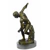 Image 7 : Bronze Sculpture Of Discus Thrower Discobolos Myron Figurine on marble base