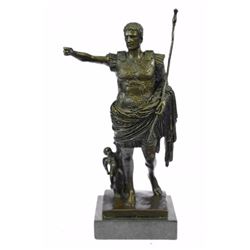 Bronze Julius Caesar Roman Military Bust Sculpture Art Deco Warrior on marble base Sculpture