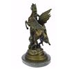 Image 6 : Peruses and Pegasus Greek Mythology Hero Bronze Statue on marble base Sculpture