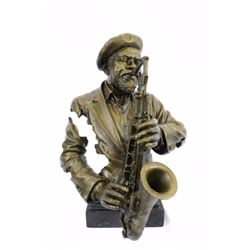 Hot Cast Dwight Bust Of A Black Musician Playing The Saxophone bronze sculpture