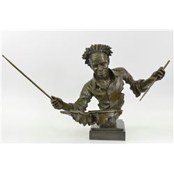 Amazing Lost Cast Bronze Drum Set Figurine on Marble base Statue