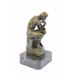 Thinker Symbol Of Philosophy Bronze Sculpture Hot Cast on Marble Base Figure