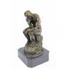 Image 7 : Thinker Symbol Of Philosophy Bronze Sculpture Hot Cast on Marble Base Figure