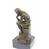 Image 8 : Thinker Symbol Of Philosophy Bronze Sculpture Hot Cast on Marble Base Figure