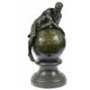 Image 10 : A man Resting On Top Of The World Bronze Sculpture on Marble Base Statue