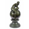 Image 9 : A man Resting On Top Of The World Bronze Sculpture on Marble Base Statue