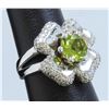 Image 2 : 14K WHITE GOLD PERIDOT RING : 11.72G / Diamond: 0.83Ct / Peridot: 1.8Ct