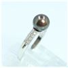 Image 2 : 14K W/G PEARL AND DIAMOND RING /2.30 GRAMS/ROUND DIAMIOND 0.08CT/PEARL 7.00Mm