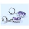 Image 2 : 14K WHITE GOLD AMETHYST EARRING:7.1G/Peridot:/Amethyst:11.28Ct