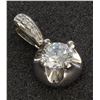 Image 1 : 14K WHITE GOLD PENDANT:2.8G/Diamond BAIL :0.05Ct/Center Cubic Zirconia:1Ea