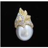 Image 1 : 18K Y/G SOUTH SEA PEARL & DIAMOND PENDANT/2.30 GRAMS/DIAMOND BAGUETTE 0.12CT/DIAMOND ROUND 0.16CT/SO
