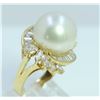 Image 2 : 18K Y/G DIAMOND RING WITH PEARL/8.40 GRAMS/DIAMOND MARQUISE 1.12CT/BAGUETTE DIAMOND 0.86CT/PEARL 14.