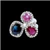 Image 1 : NATURAL 2.29CT CEYLON PINK SAPPHIRE AND 1.30CT RUBY 14K W/G RING