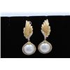 Image 1 : 14K Y/G MABE PEARL AND DIAMOND EARRING/11.94 GRAMS/PEARL 15.00MM APPROX