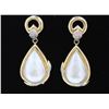 Image 1 : 14K Y/G MABE PEARL AND DIAMOND EARRINGS/4.45 GRAMS/DIAMOND 0.08CT/PEARL 19.00Mm X 12.00Mm  APPROX