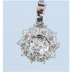 14K WHITE GOLD  PENDANT: 5.6G / Diamond: 2.05Ct / Center CUBIC ZIRCONIA