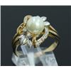 Image 1 : 14K Y/G PEARL AND DIAMOND RING/3.70 GRAMS/ROUND DIAMOND 0.05CT/PEARL 7.20 Mm