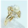 Image 2 : 14K Y/G PEARL AND DIAMOND RING/3.70 GRAMS/ROUND DIAMOND 0.05CT/PEARL 7.20 Mm