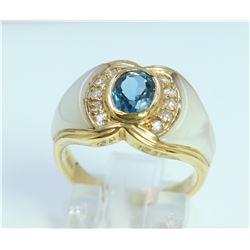 14K Y/G MOTHER OF PEARL, BT & DIAMOND RING/5.90 GRAMS/ROUND DIAMOND 0.11CT/BT 1.75CT