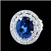 Image 1 : GIA 12CT No Heat NATURAL BLUE CEYLON SAPPHIRE 18K WHITE GOLD  RING