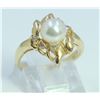 Image 1 : 14K Y/G PEARL AND DIAMOND RING/3.45 GRAMS/ROUND DIAMOND 0.03CT/PEARL 7.00MM