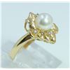 Image 2 : 14K Y/G PEARL AND DIAMOND RING/3.45 GRAMS/ROUND DIAMOND 0.03CT/PEARL 7.00MM