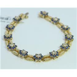 14K YELLOW GOLD SAPPHIRE & DIAMOND BRACELET/17 GRAMS/SAPPHIRE 5.76CT/DIAMOND 1.19CT