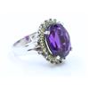 Image 2 : 14K White Gold Amethyst Ring:10.08Gperidot:0.95Ctamethyst:10.97Ct