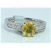 Image 1 : 14K WHITE GOLD RING 4.5GRAM  DIAMOND 0.24CT YELLOW SAPPHIRE 1.27CT