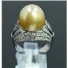 Image 3 : 18K W/G GOLDEN SS PEARL AND DIAMOND RING/10.30 GRAMS/BAGUETTE DIAMOND 0.30CT/ROUND DIAMOND 0.73CT/MD