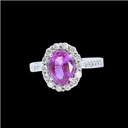 2.18CT NATURAL PINK CEYLON SAPPHIRE 18K W/G RING