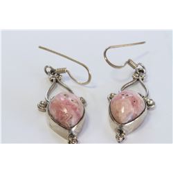 Sterling Silver .925 Pink Gem Earrings