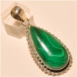 Malachite Pendant Solid Sterling Silver