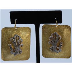 Sterling Silver .925 Vintage Gold Tone Dangle Earrings 23.09Gram