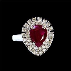 GIA 2.53CT NATURAL RUBY 18K WHITE GOLD RING