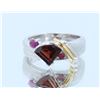 Image 2 : Sterling Silver .925 Garnet W/ Ruby Ring Two Toned