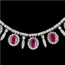 GIA 12.20CT NATURAL RUBY 14K WHITE GOLD NECKLACE