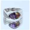 Image 1 : Sterling Silver .925 Amethyst W/ Ruby Ring Two Toned