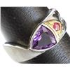 Image 2 : Sterling Silver .925 Amethyst W/ Ruby Ring Two Toned