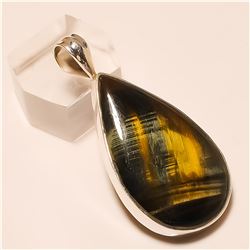 Iron Tiger Eye Pendant Solid Sterling Silver