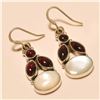 Image 1 : Mother Of Pearl /Garnet Earring Solid Sterling Silver