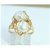 Image 2 : 14K Y/G PEARL AND DIAMOND RING/2.8 GRAMS/ROUND DIAMOND 0.01CT/RUBY 0.05CT