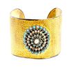 Image 2 : Sterling Silver .925 Gold Tone With Turquoise Cuff Bangle 20.95 Gram