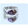 Image 1 : Sterling Silver .925 Amethyst W/ Ruby Ring Two Toned 4.88Gram