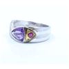 Image 2 : Sterling Silver .925 Amethyst W/ Ruby Ring Two Toned 4.88Gram