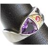 Image 3 : Sterling Silver .925 Amethyst W/ Ruby Ring Two Toned 4.88Gram