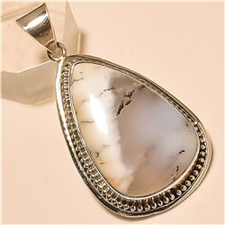 Dendrite Opal Pendant Solid Sterling Silver