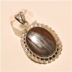 Iron Tiger Eye Pendant Solid Sterling Silver